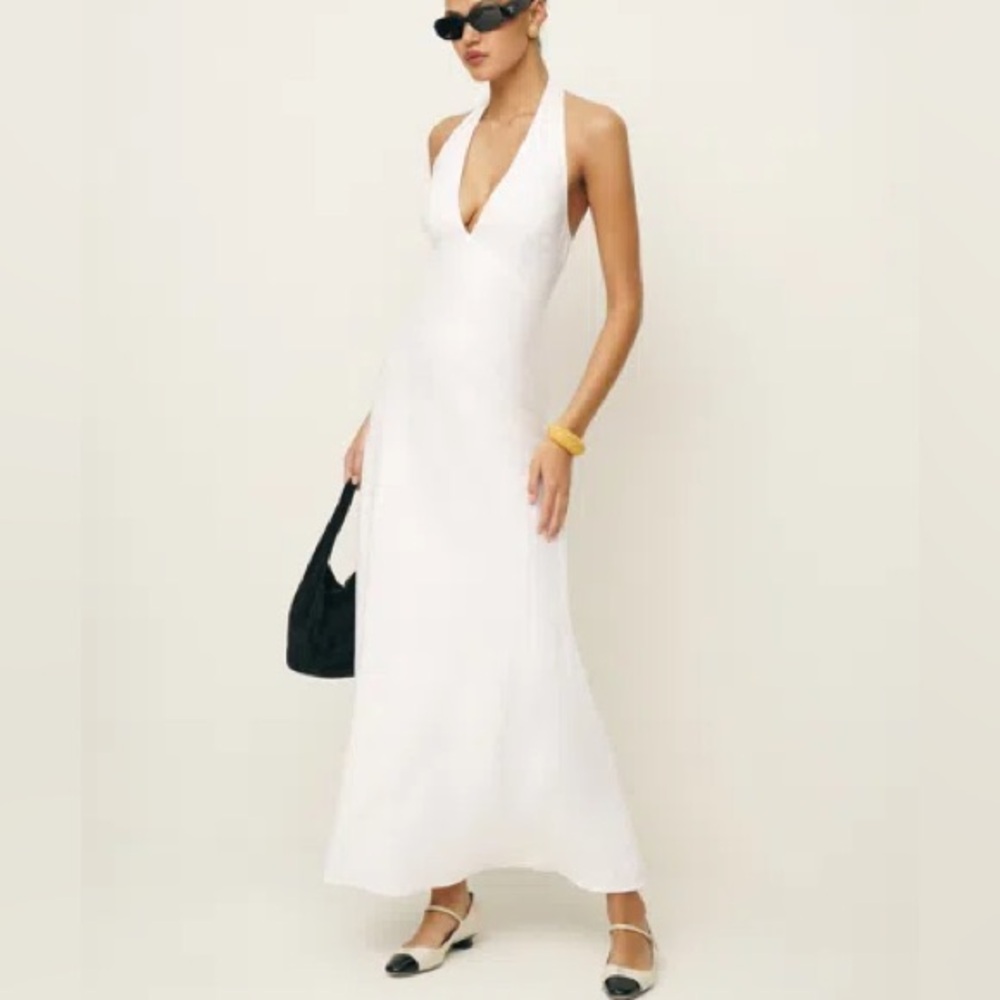 Reformation Delilah Linen Dress In White Size 8